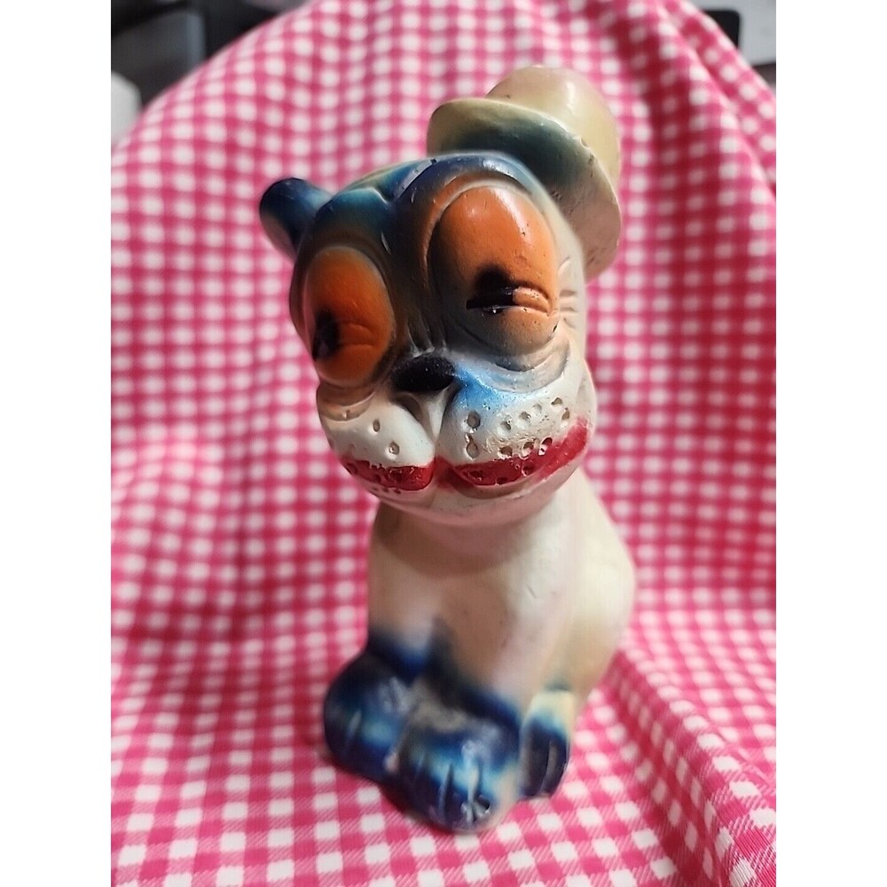 Vintage 1920s 30s Chalkware Bonzo The Dog Figure Bulldog Bowler Hat